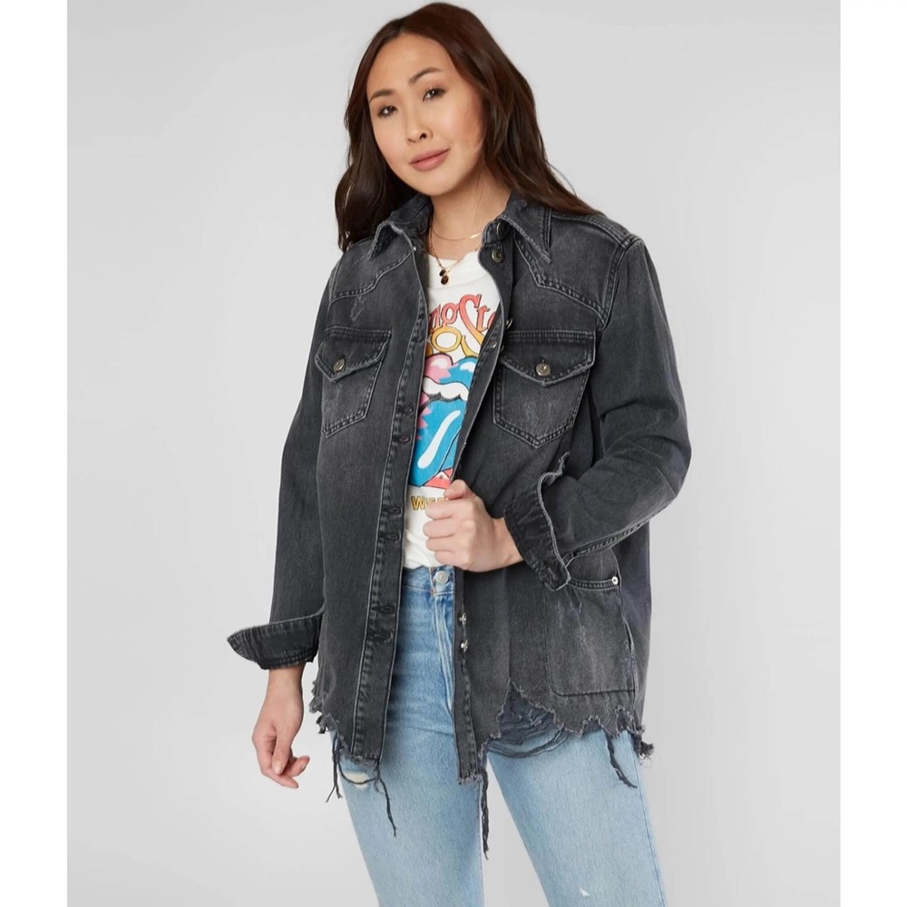 Free People Charcoal Jean Jacket
